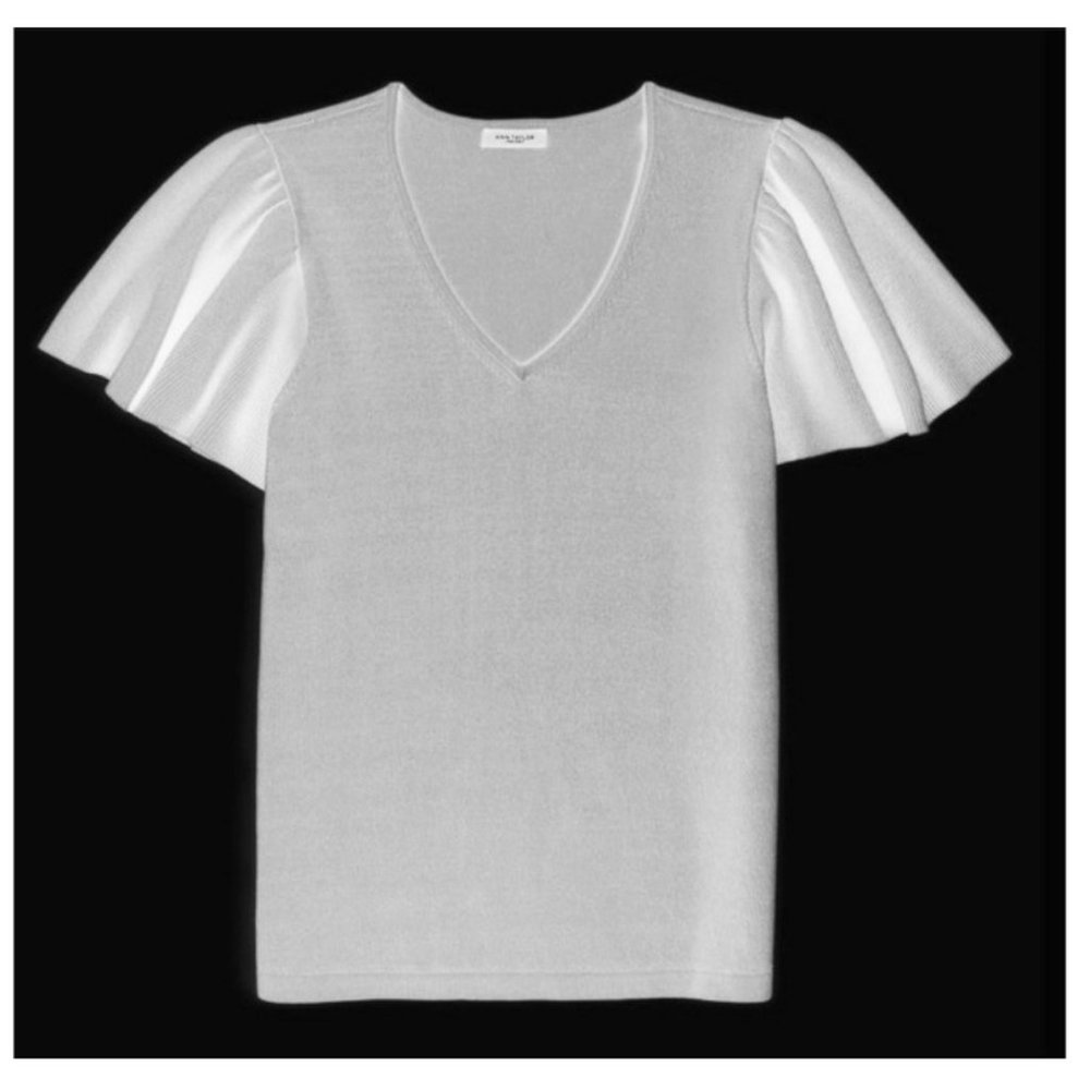 Ann Taylor Factory Ruffle Cap Sleeve Blouse - NWT, M, White / Ivory